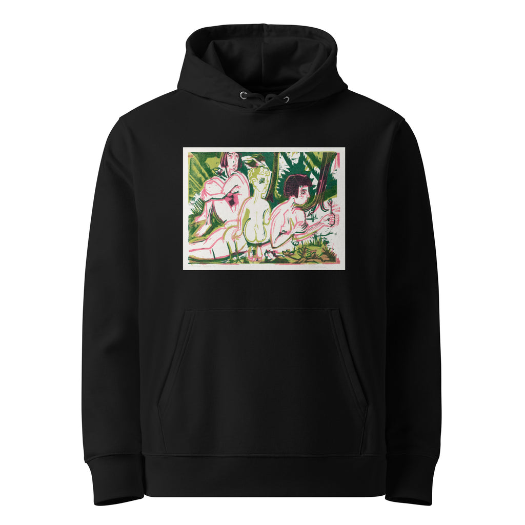 Black Hoodie Nude Women With A Child In The Forest Print Premium