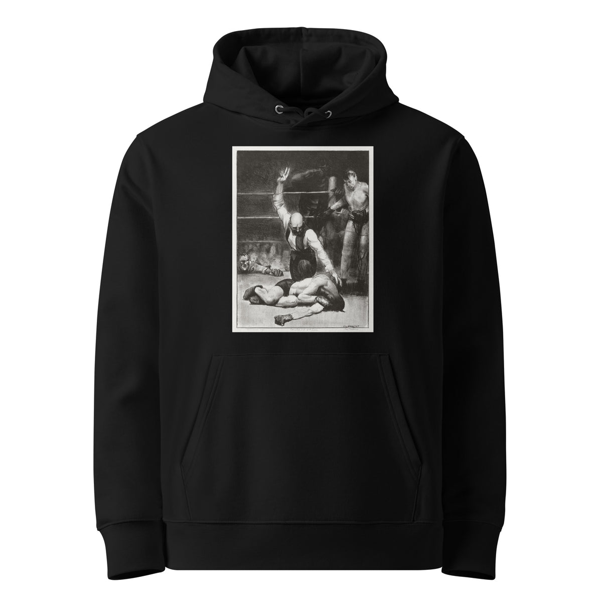 Black Hoodie Counted Out Second Stone Print Premium