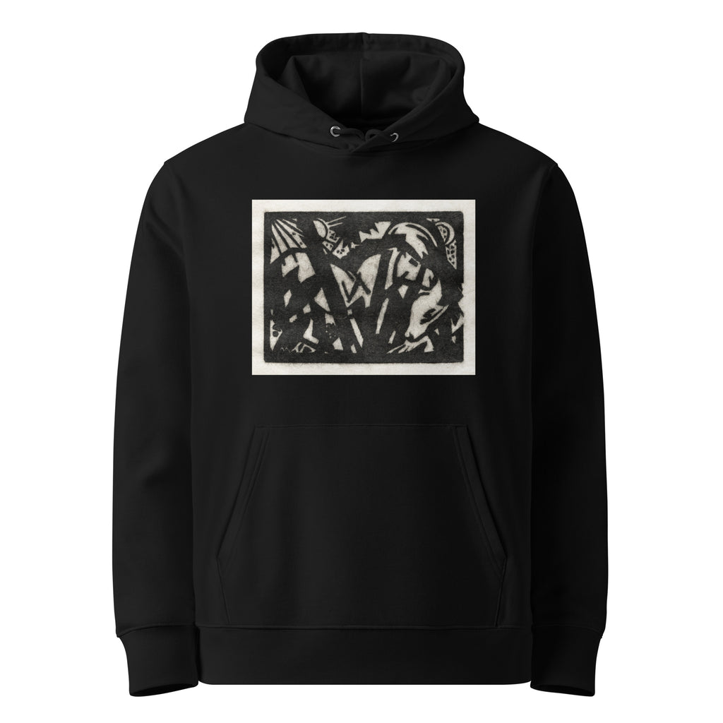 Black Hoodie Horse Print Premium