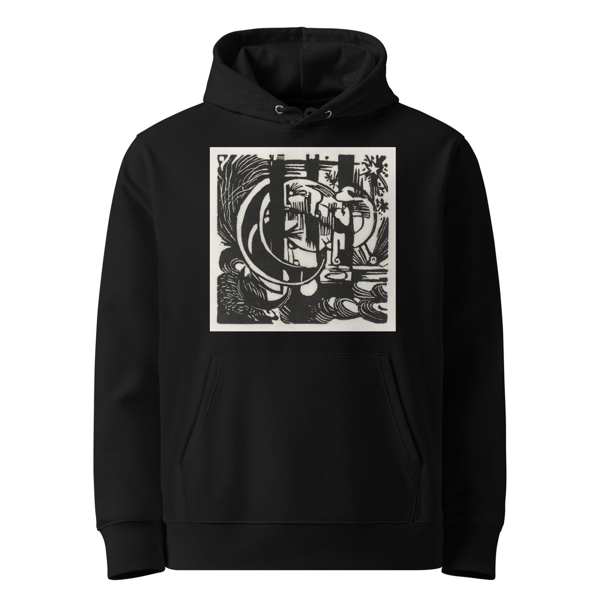 Black Hoodie Lizards Print Premium
