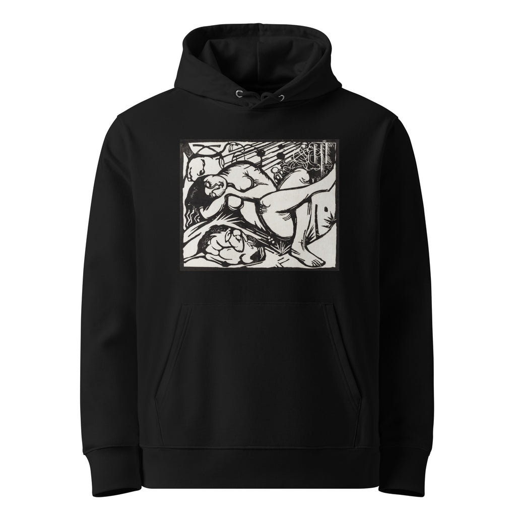 Black Hoodie Sleeping Shepherdess Print Premium