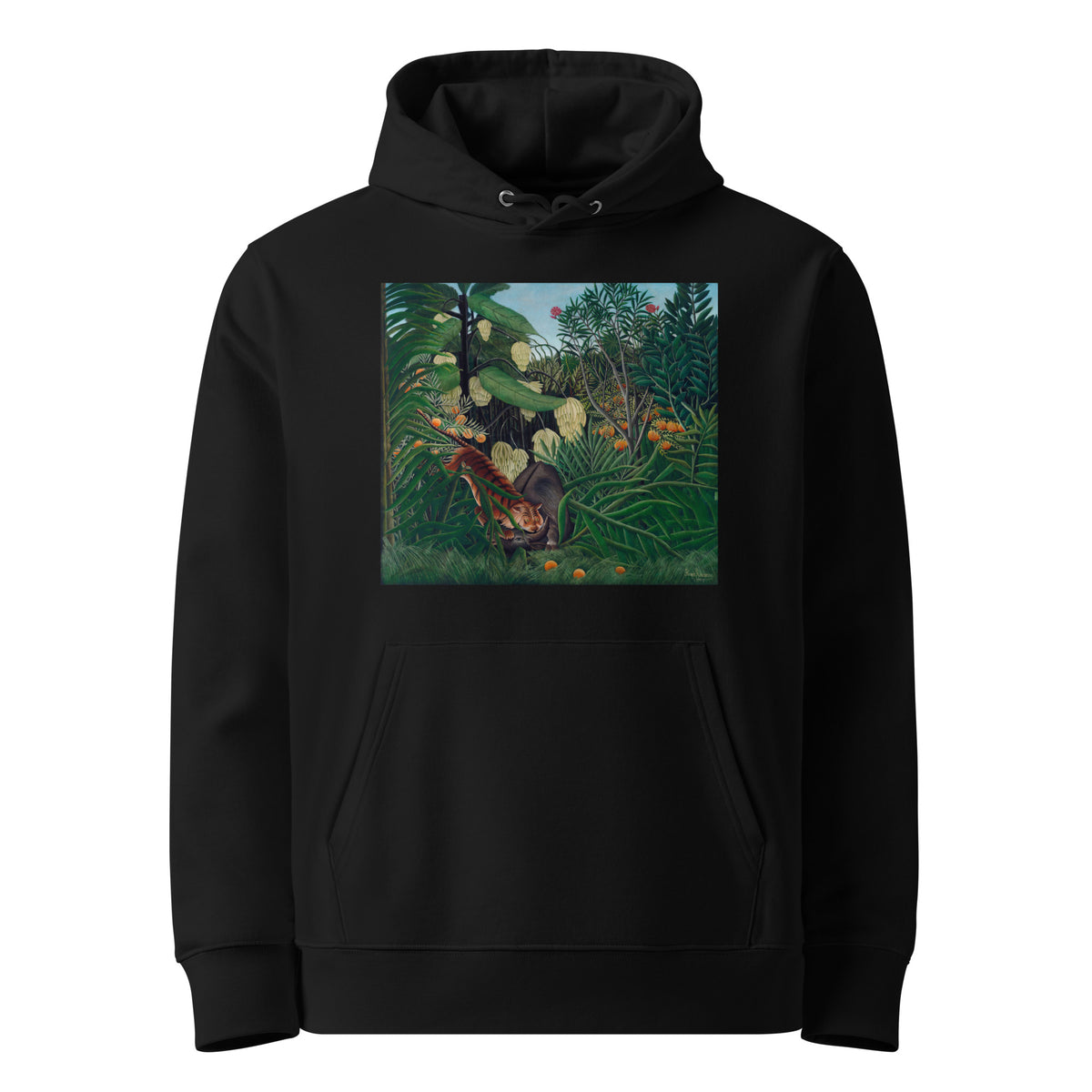 Black Hoodie Fight Between A Tiger And A Buffalo Premium