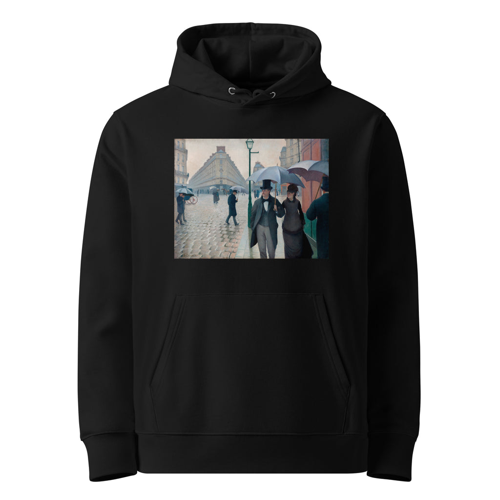 Black Hoodie Paris Street Rainy Day Premium