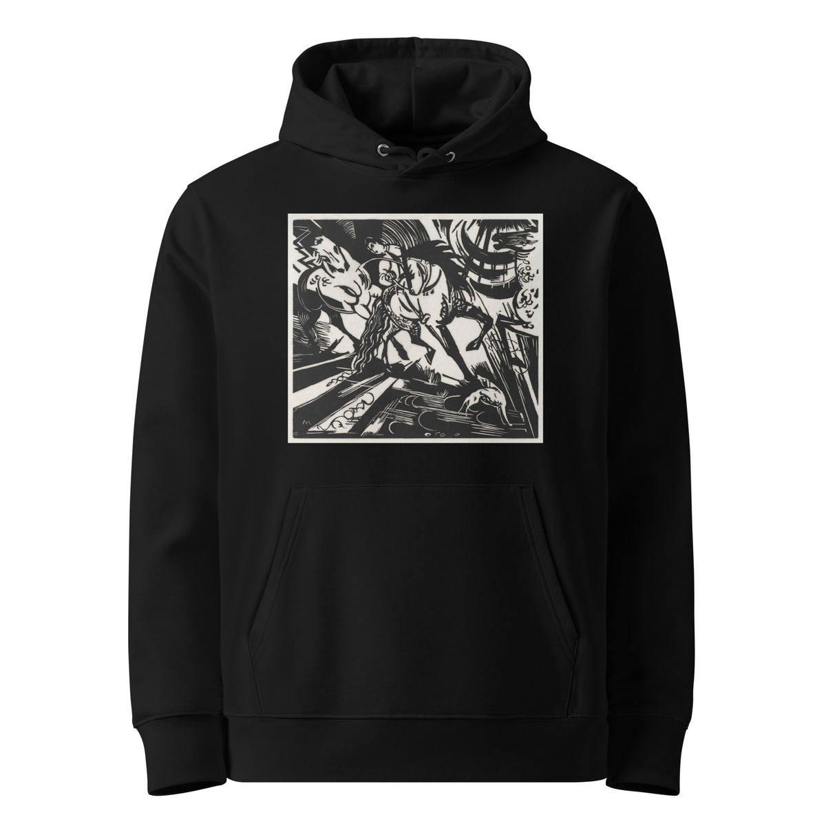 Black Hoodie The Riding School Print Premium