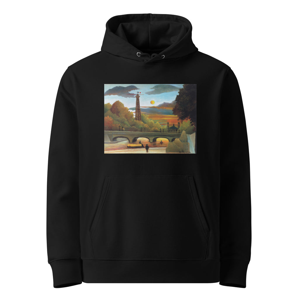 Black Hoodie Henri Rousseau Seine And Eiffel-Tower In The Sunset Famous Painting Premium