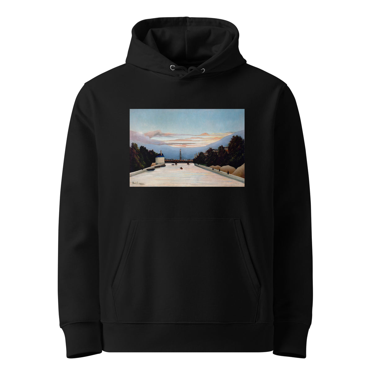 Black Hoodie Henri Rousseau The Eiffel Tower Famous Painting Premium