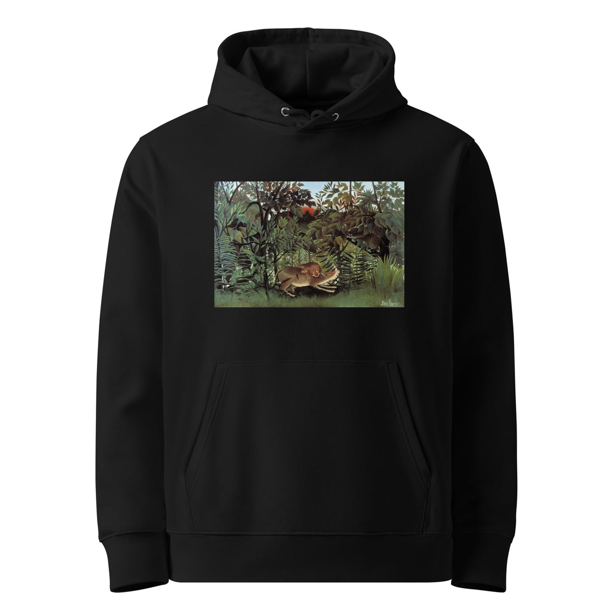 Black Hoodie Henri Rousseau The Hungry Lion Throws Itself On The Antelope Famous Painting Premium