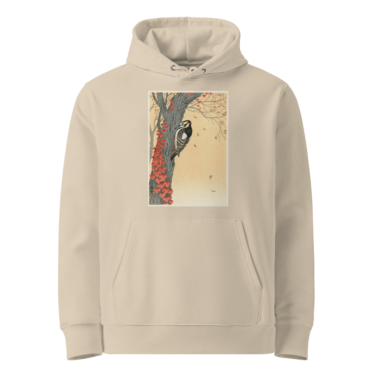 Desert Hoodie Great Spotted Woodpecker In Tree With Red Ivy - Ohara Koson 1925 Premium