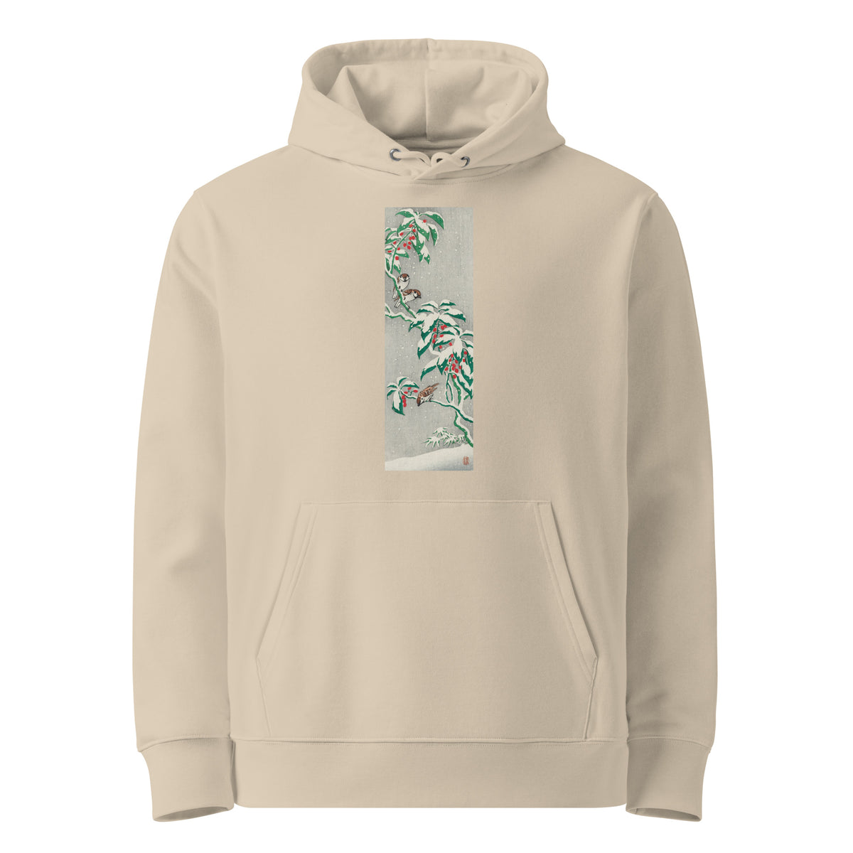 Desert Hoodie Sparrows On Snowy Berry Bush Premium