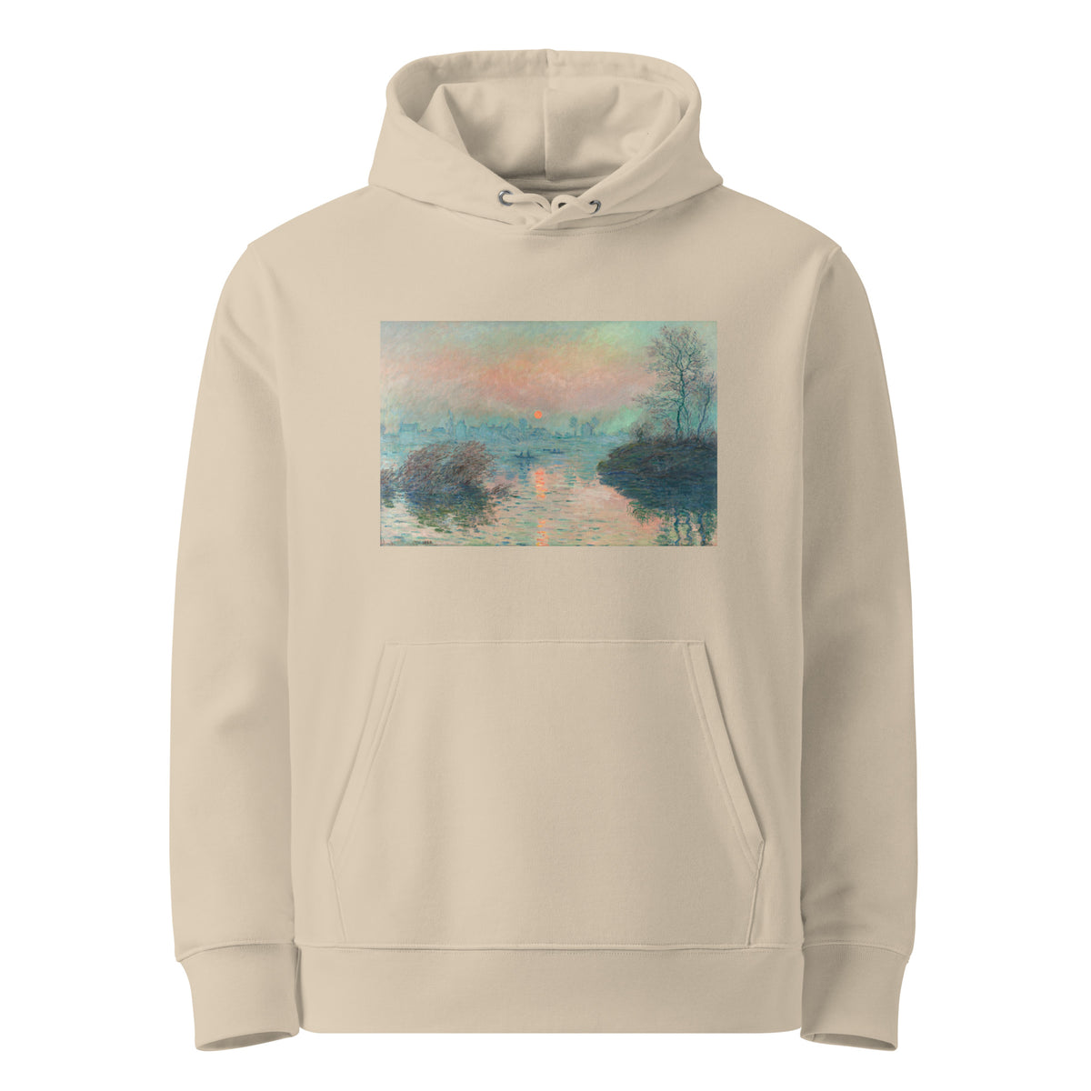 Desert Hoodie Sun Setting On The Seine At Lavacourt Claude Monet High Resolution Famous Painting Premium