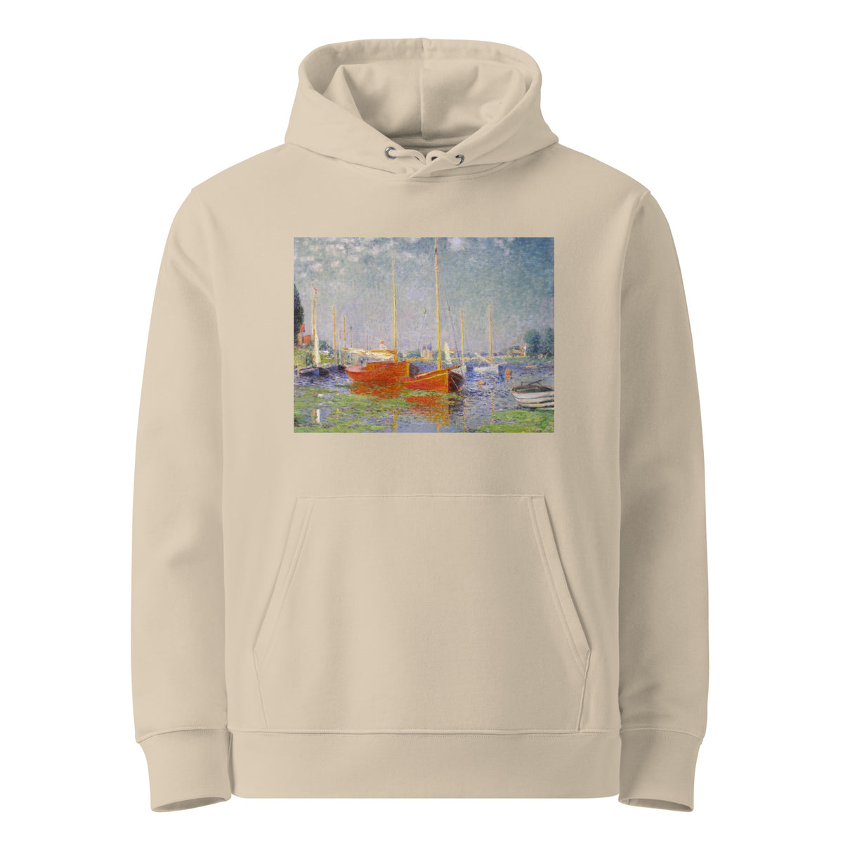 Desert Hoodie Claude Monet S Red Boats At Argenteuil Famous Painting Premium