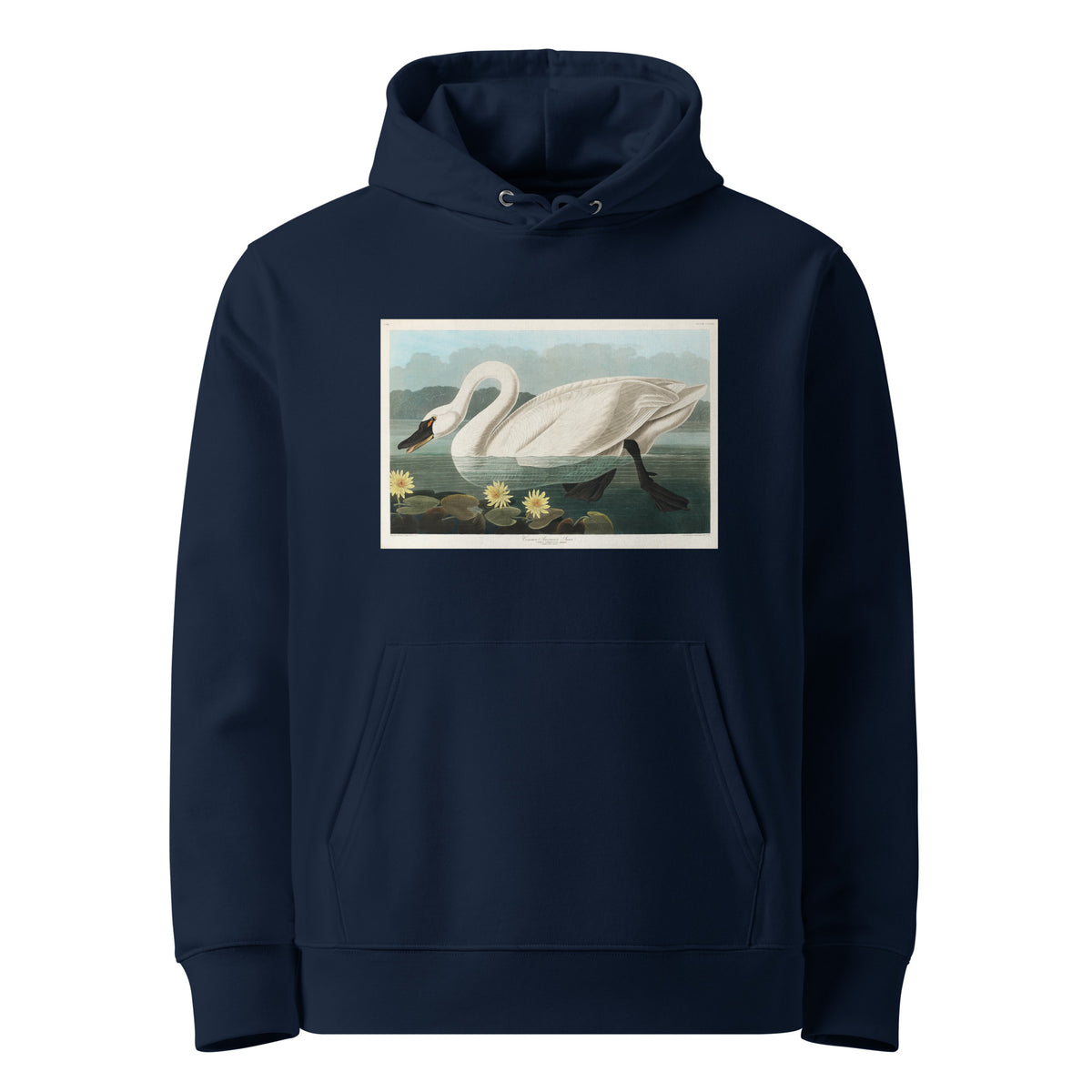 Navy Hoodie Common American Swan - John James Audubon 1827 Premium