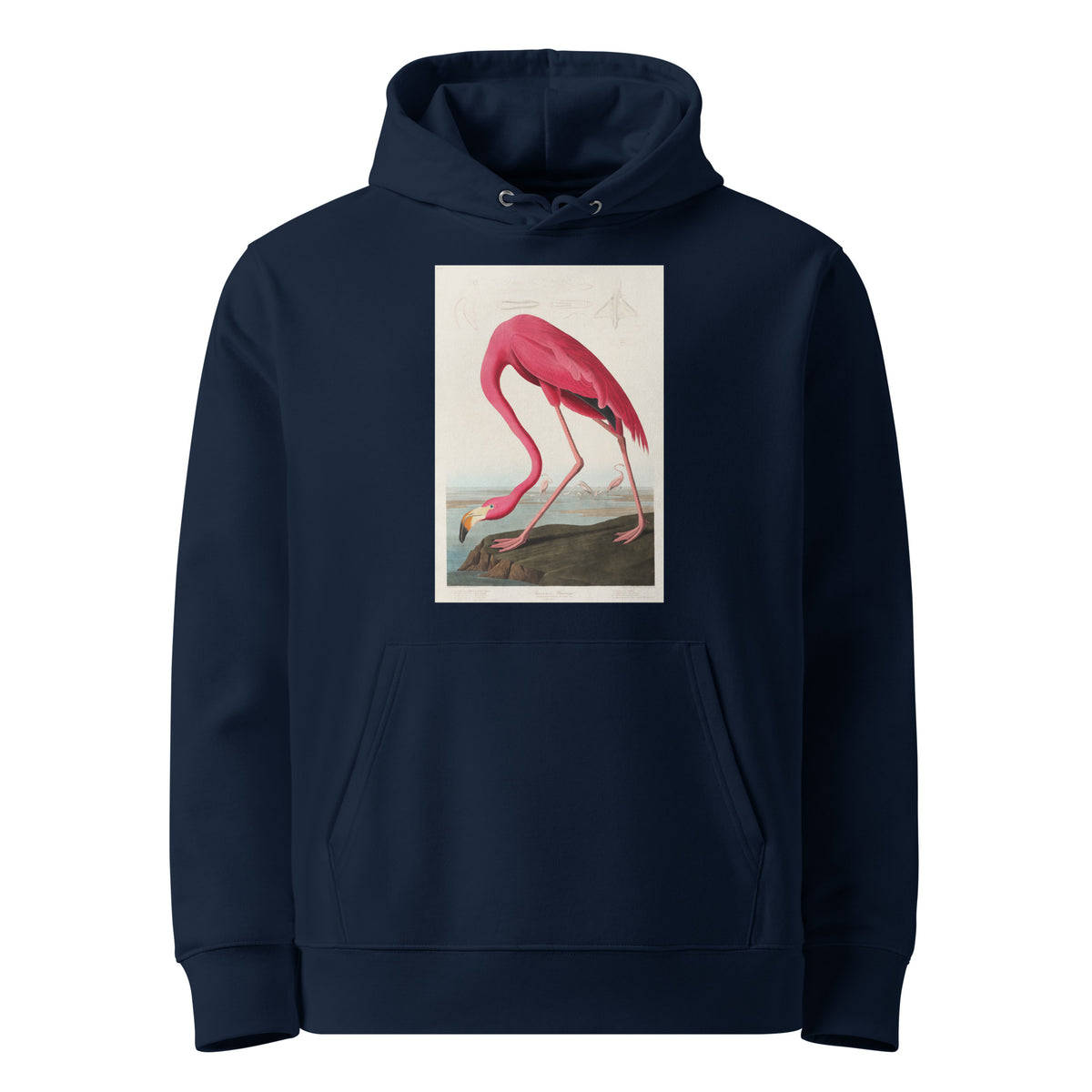 Navy Hoodie Pink Flamingo - John James Audubon 1827 Premium