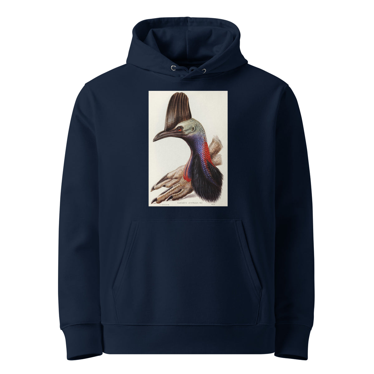 Navy Hoodie Australian Cassowary Casuarius Australis Illustrated - Elizabeth Gould 1804 Premium