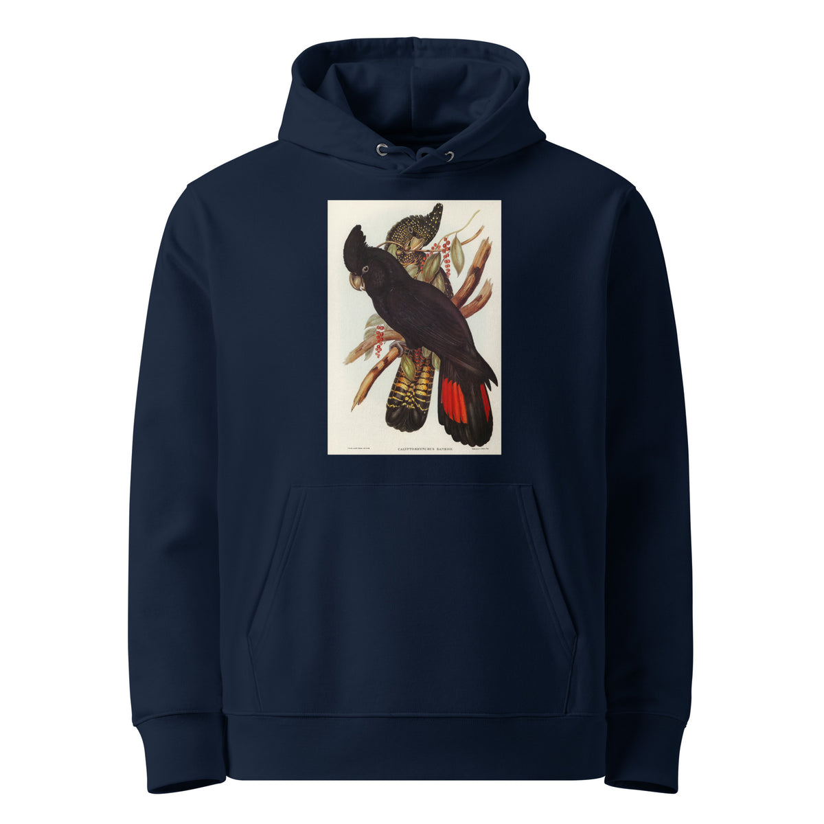 Navy Hoodie Banksian Cockatoo Calyptorhynchus Banksii Illustrated - Elizabeth Gould 1804 Premium