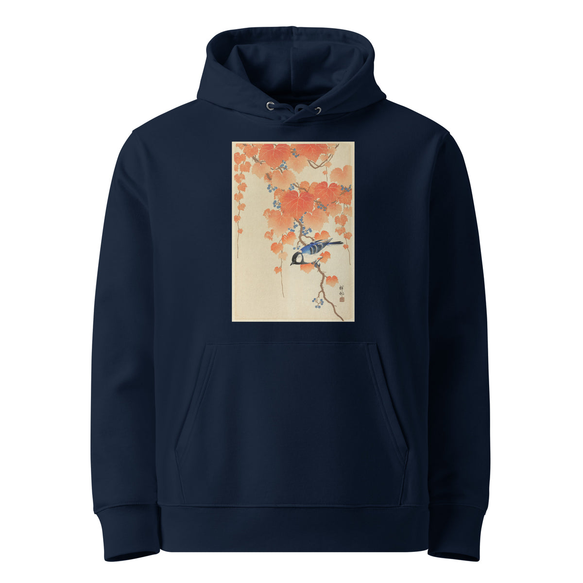 Navy Hoodie Great Tit On Paulownia Branch - Ohara Koson 1925 Premium