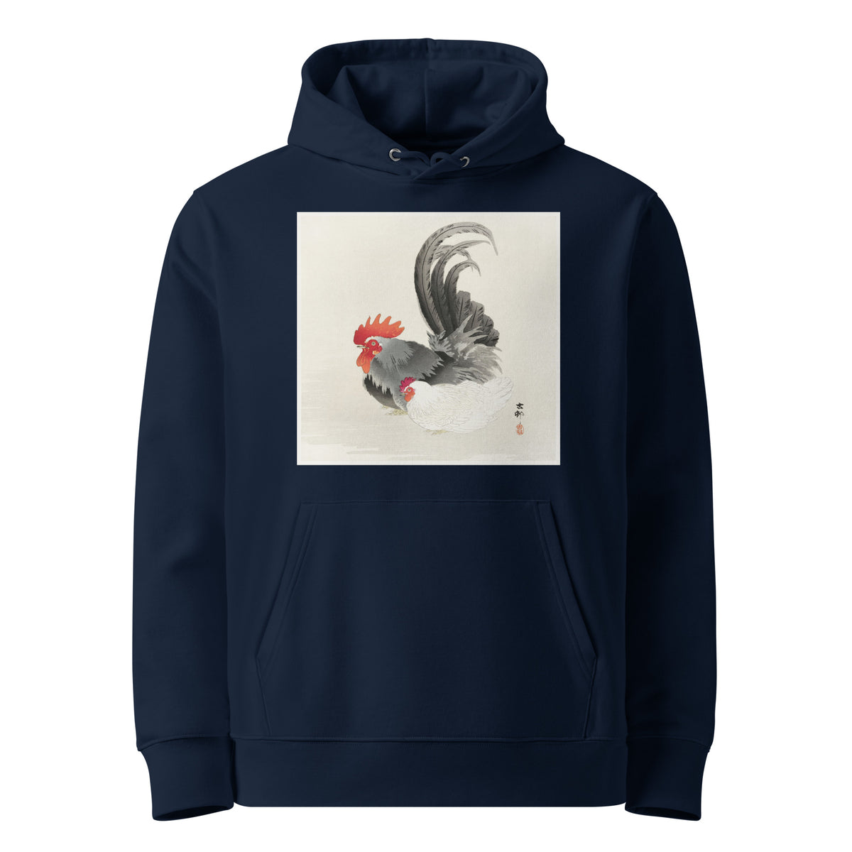 Navy Hoodie Chicken And Cock - Ohara Koson 1900 Premium