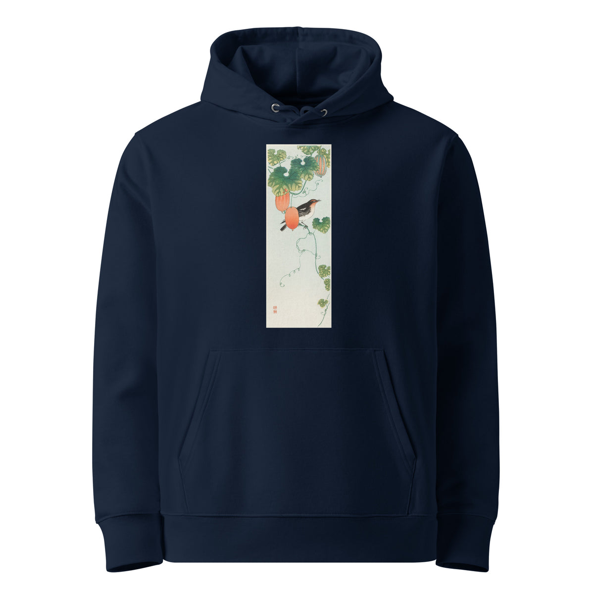 Navy Hoodie Songbird In Cucumber Plant - Ohara Koson 1925 Premium