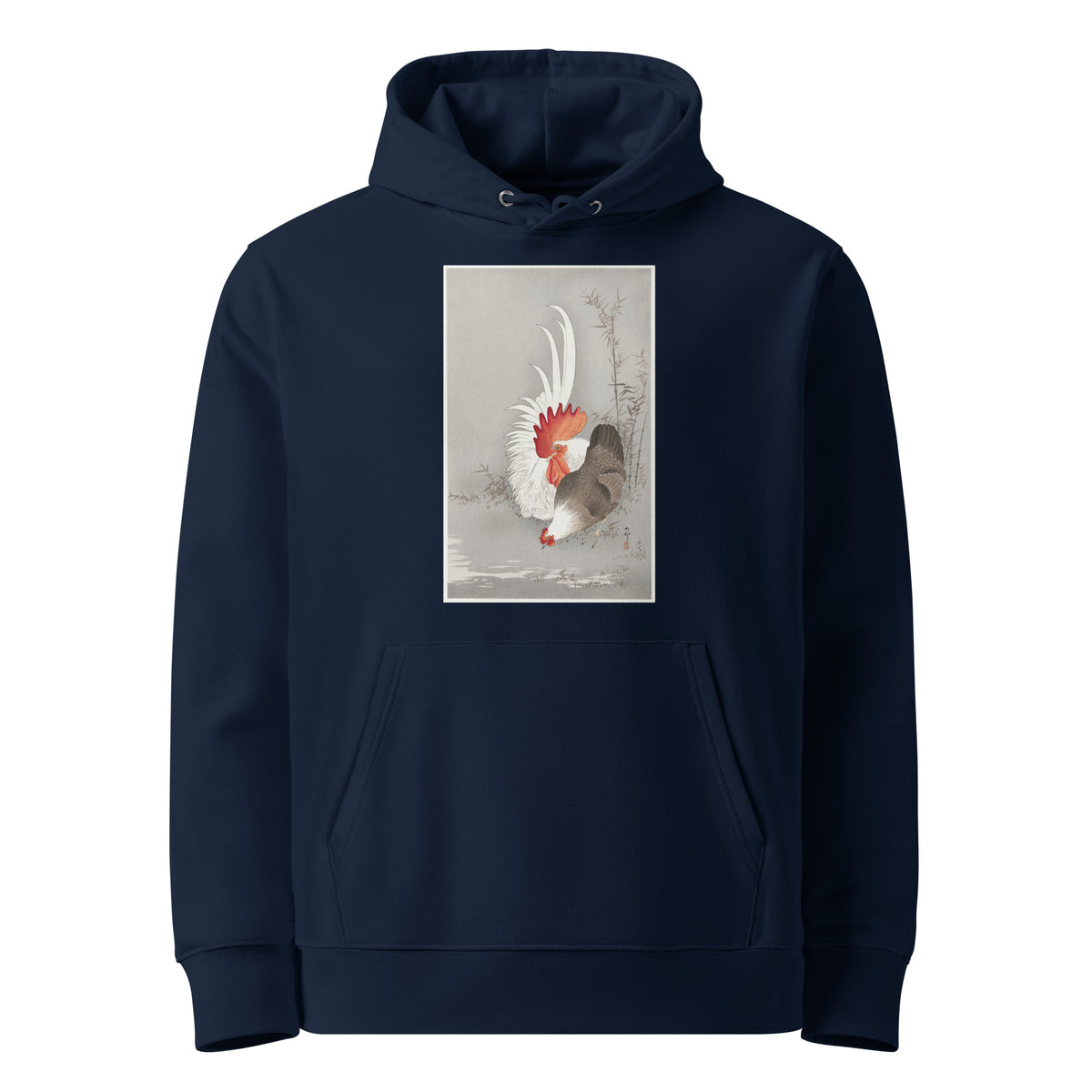 Navy Hoodie Rooster And Chicken - Ohara Koson 1900 Premium