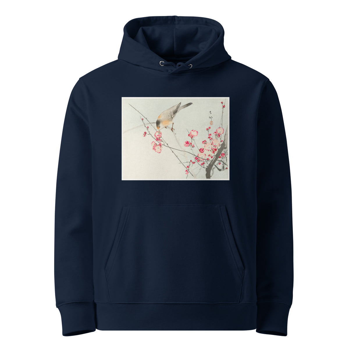 Navy Hoodie Songbird On Blossom Branch - Ohara Koson 1900 Premium