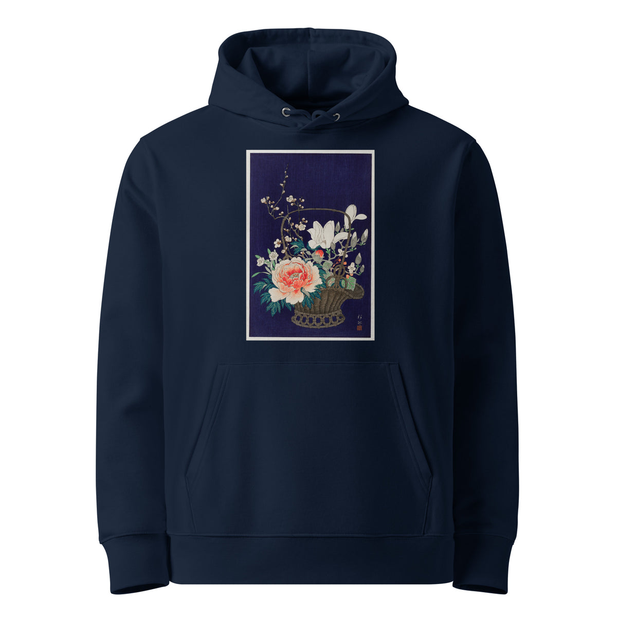 Navy Hoodie Bamboo Flower Basket - Ohara Koson 1932 Premium
