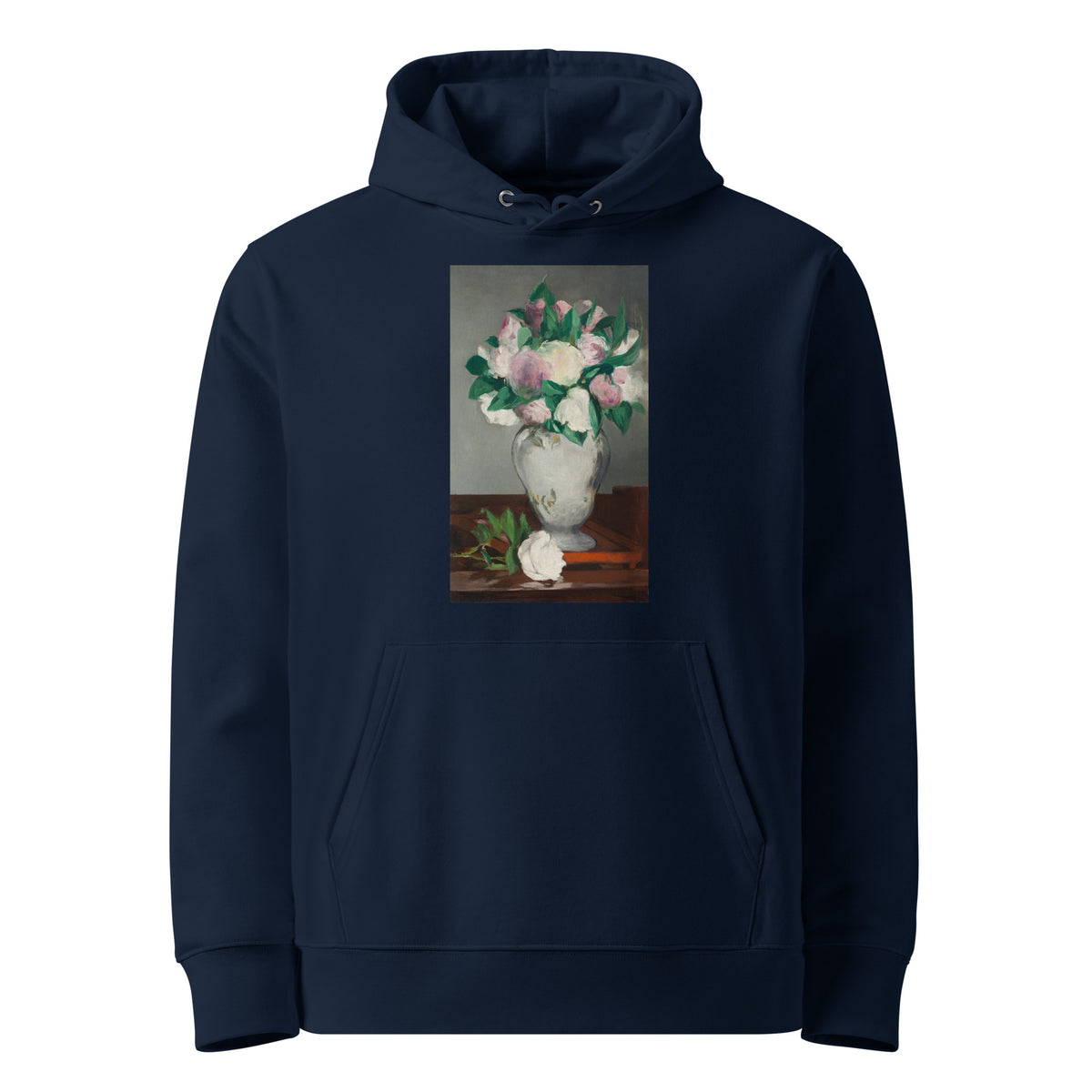 Navy Hoodie Peonies Painting In High Resolution Premium