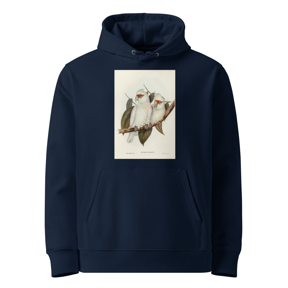 Navy Hoodie Long-Billed Cockatoo Licmetis Nasicus Illustrated - Elizabeth Gould 1804 Premium