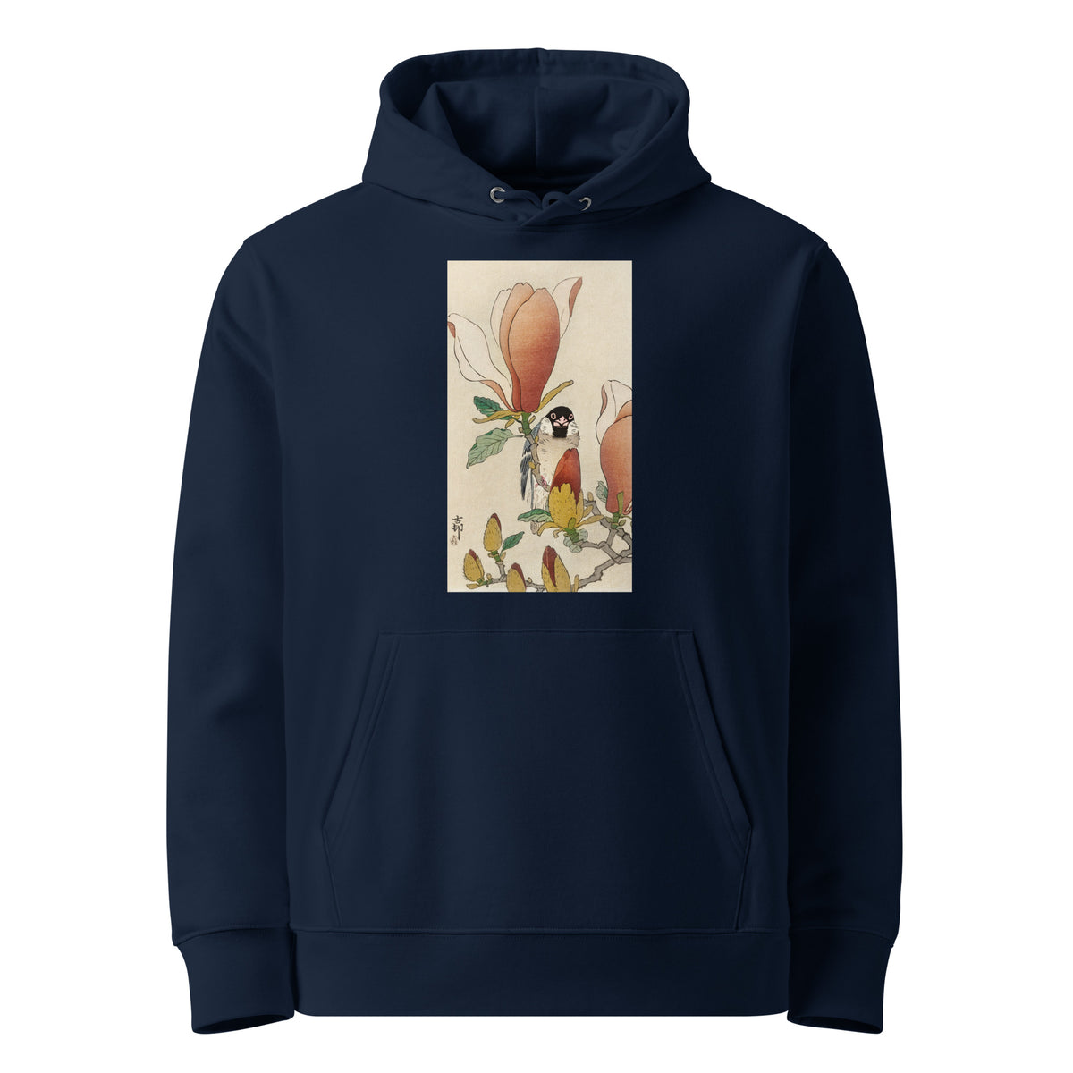Navy Hoodie Sparrow On Blooming Magnolia Branch - Ohara Koson 1900 Premium