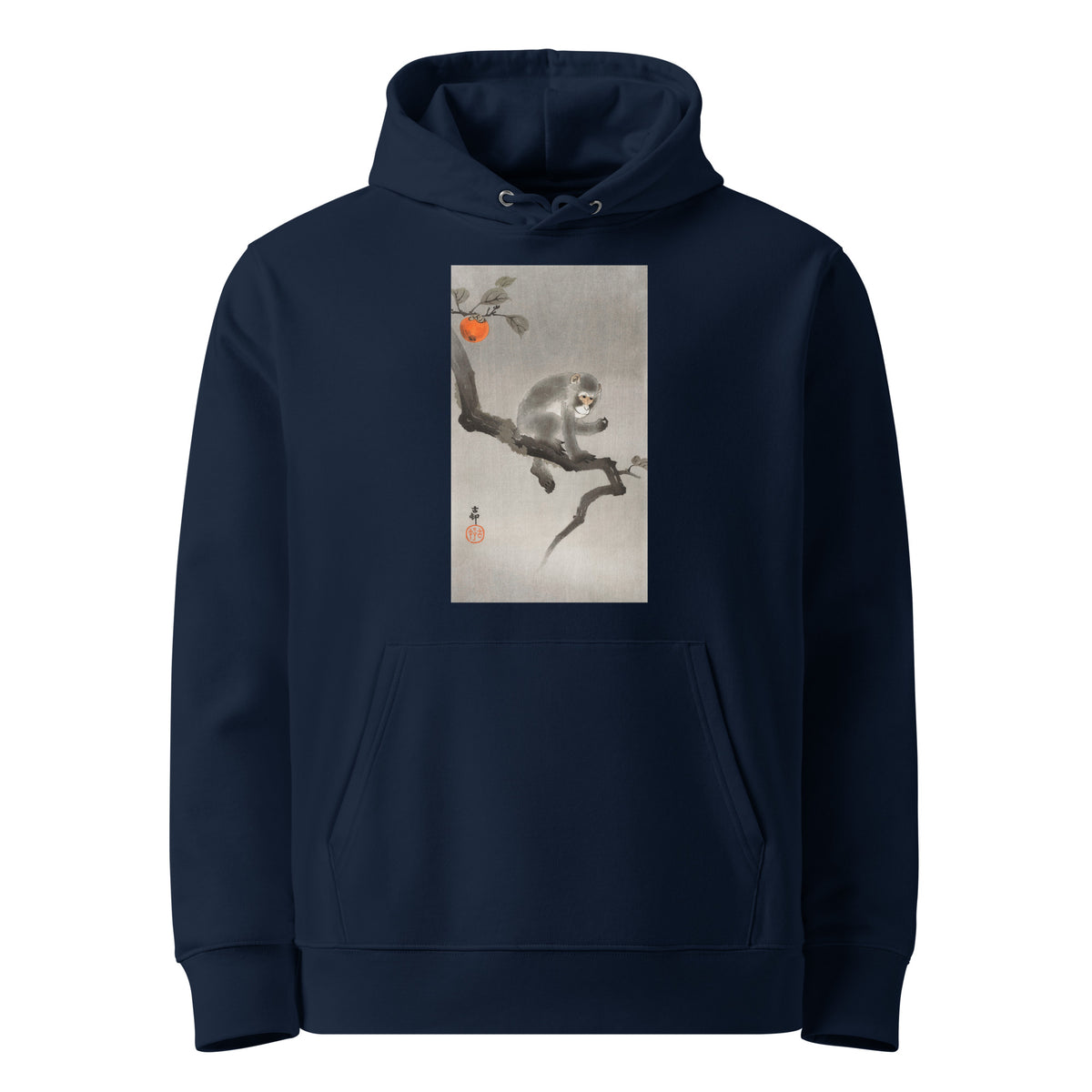 Navy Hoodie Monkey In Cockatoo - Ohara Koson 1900 Premium