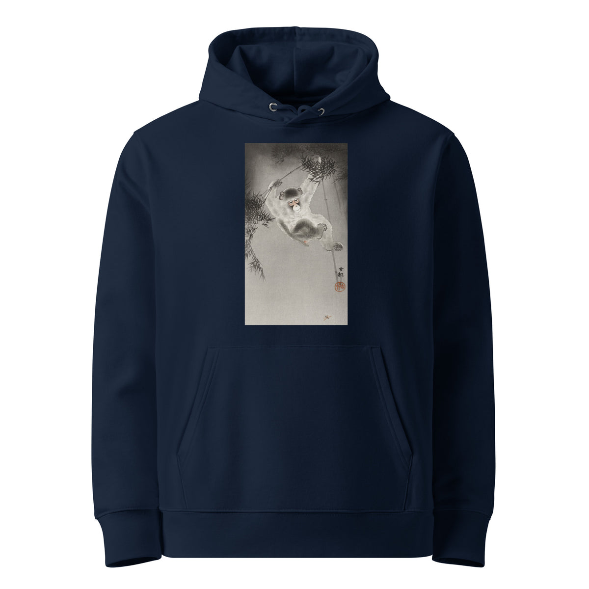 Navy Hoodie Monkey Hanging - Ohara Koson 1900 Premium