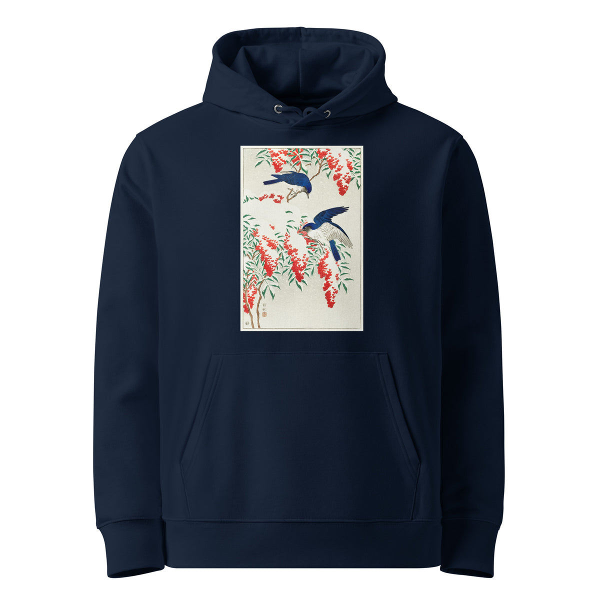 Navy Hoodie Flycatchers On A Nandina Bush - Ohara Koson 1925 Premium