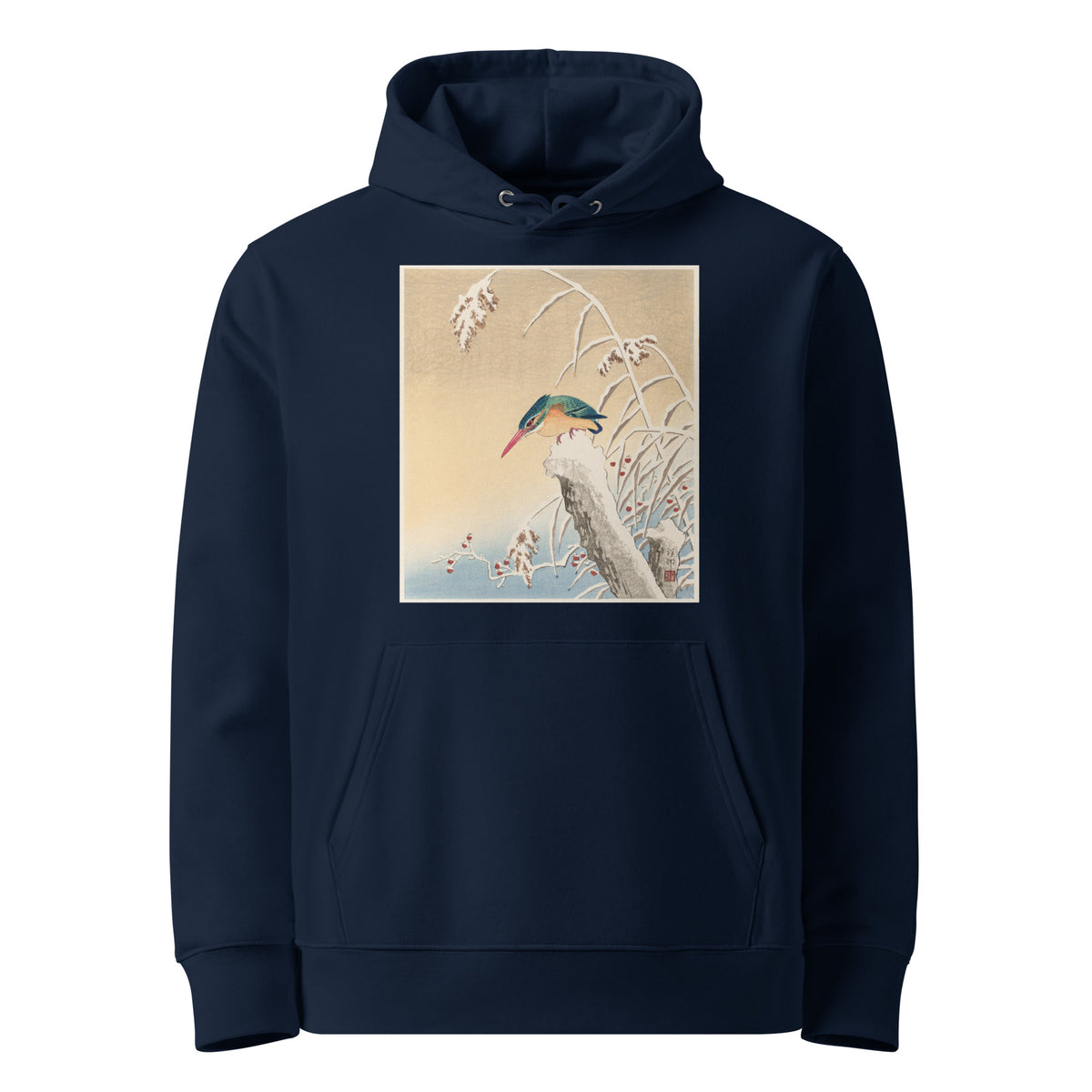 Navy Hoodie Kingfisher In The Snow - Ohara Koson 1925 Premium