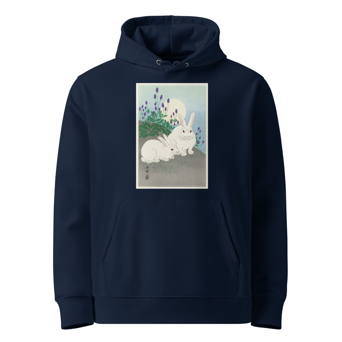 Navy Hoodie Rabbits At Full Moon - Ohara Koson 1920 Premium