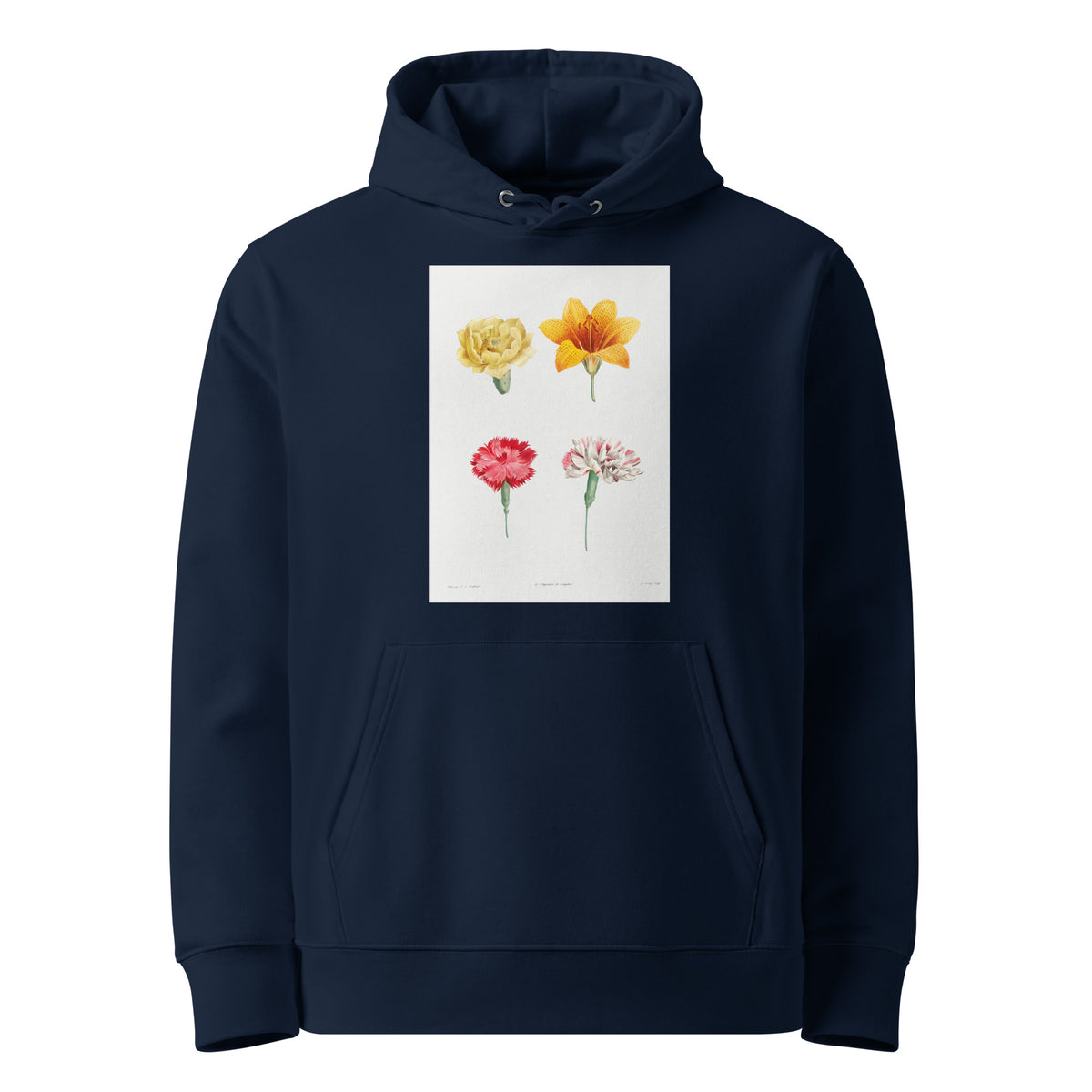 Navy Hoodie Flower Set - Pierre-Joseph Redoute 1759 Premium