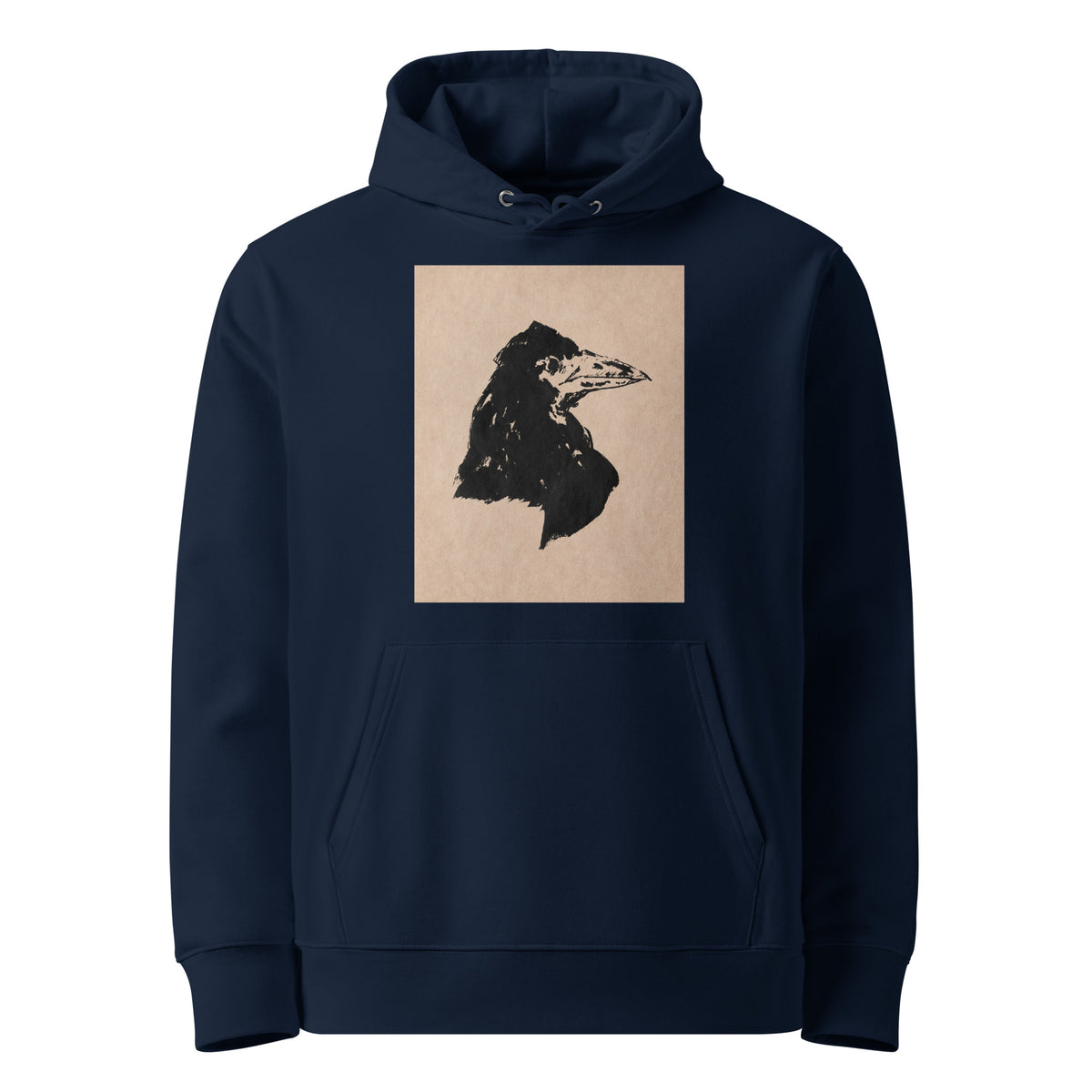 Navy Hoodie Raven Head Print In High Resolution Premium