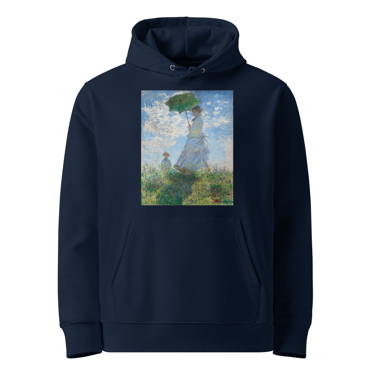 Navy Hoodie Claude Monet S Madame Monet And Her Son Woman With A Parasol Famous Painting Premium