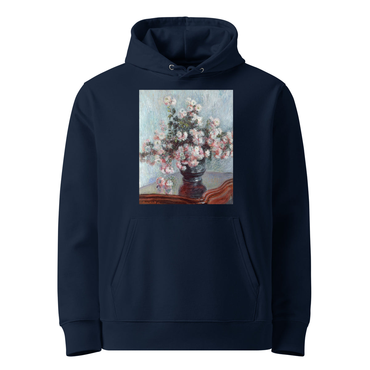 Navy Hoodie Chrysanthemums Premium