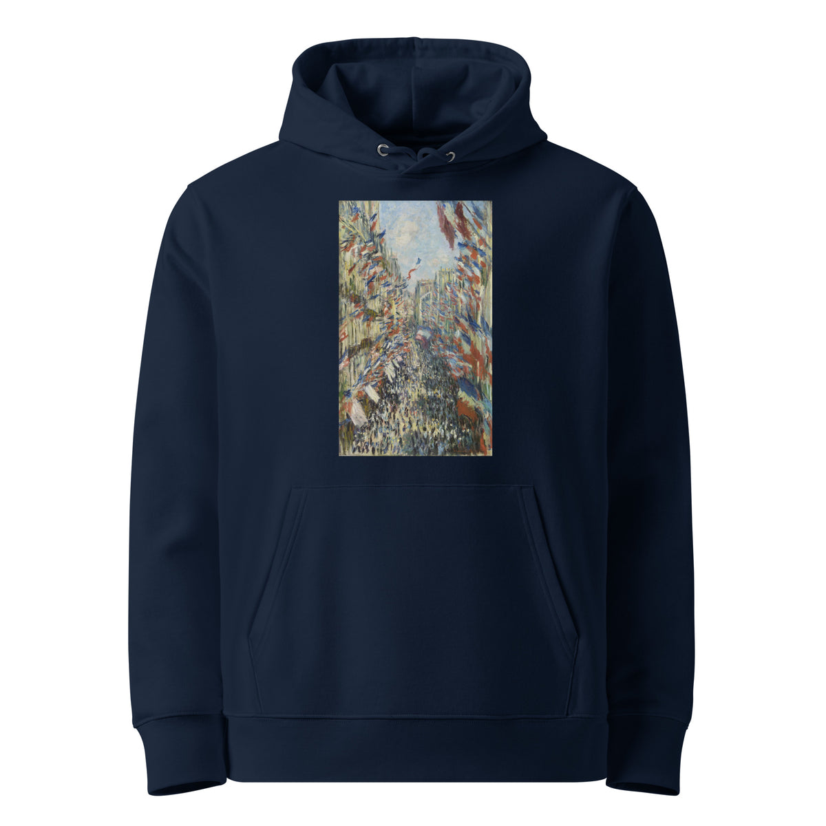 Navy Hoodie Claude Monet S The Rue Montorgueil In Paris Famous Painting Premium