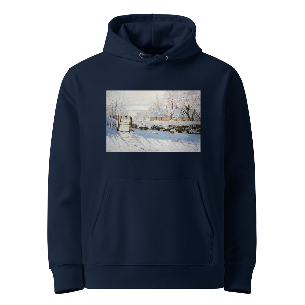 Navy Hoodie Claude Monet S The Magpie Famous Painting Premium
