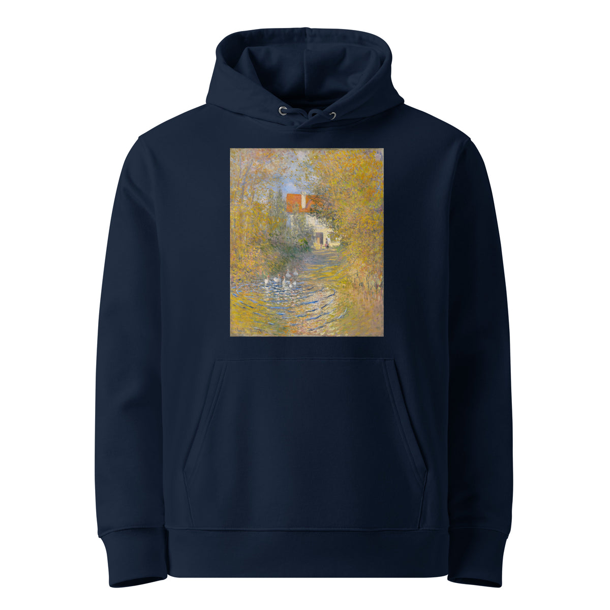 Navy Hoodie Claude Monet S The Geese Famous Painting Premium