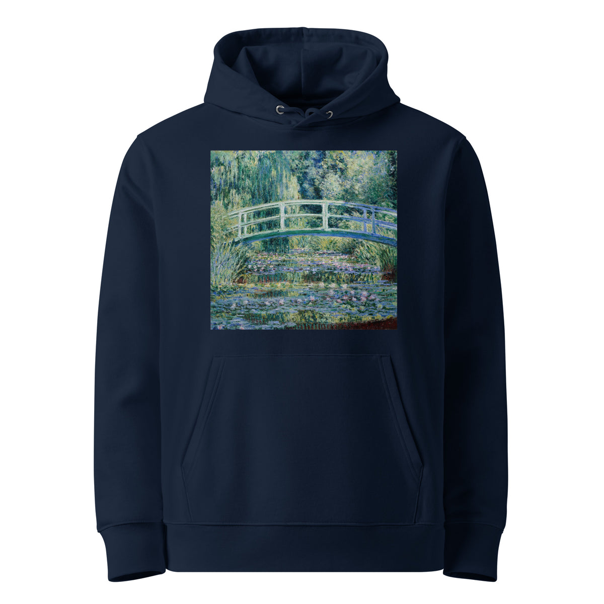 Navy Hoodie Claude Monet S Water Lilies And Japanese Bridge Famous Painting Premium
