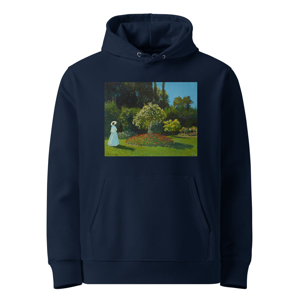 Navy Hoodie Claude Monet S Lady In The Garden Famous Painting Premium