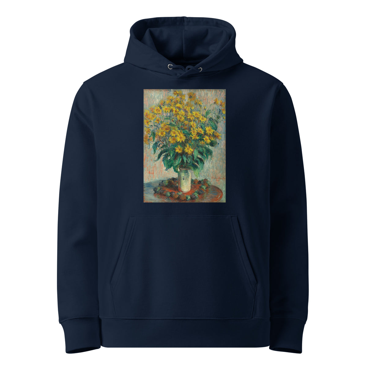 Navy Hoodie Jerusalem Artichoke Flowers Premium