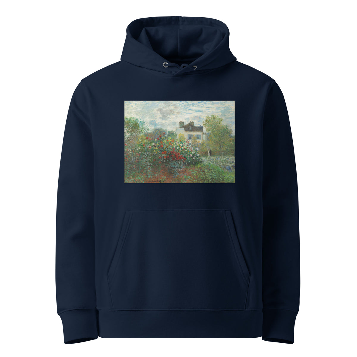 Navy Hoodie The Artist S Garden In Argenteuil A Corner Of The Garden With Dahlias Premium