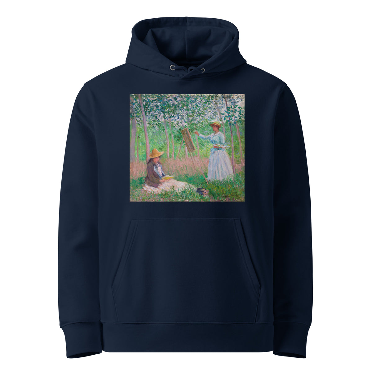 Navy Hoodie In The Woods At Giverny Blanche Hoschede At Her Easel With Suzanne Hoschede Reading Premium