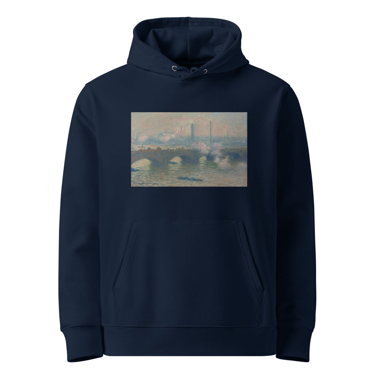 Navy Hoodie Waterloo Bridge Gray Day Premium