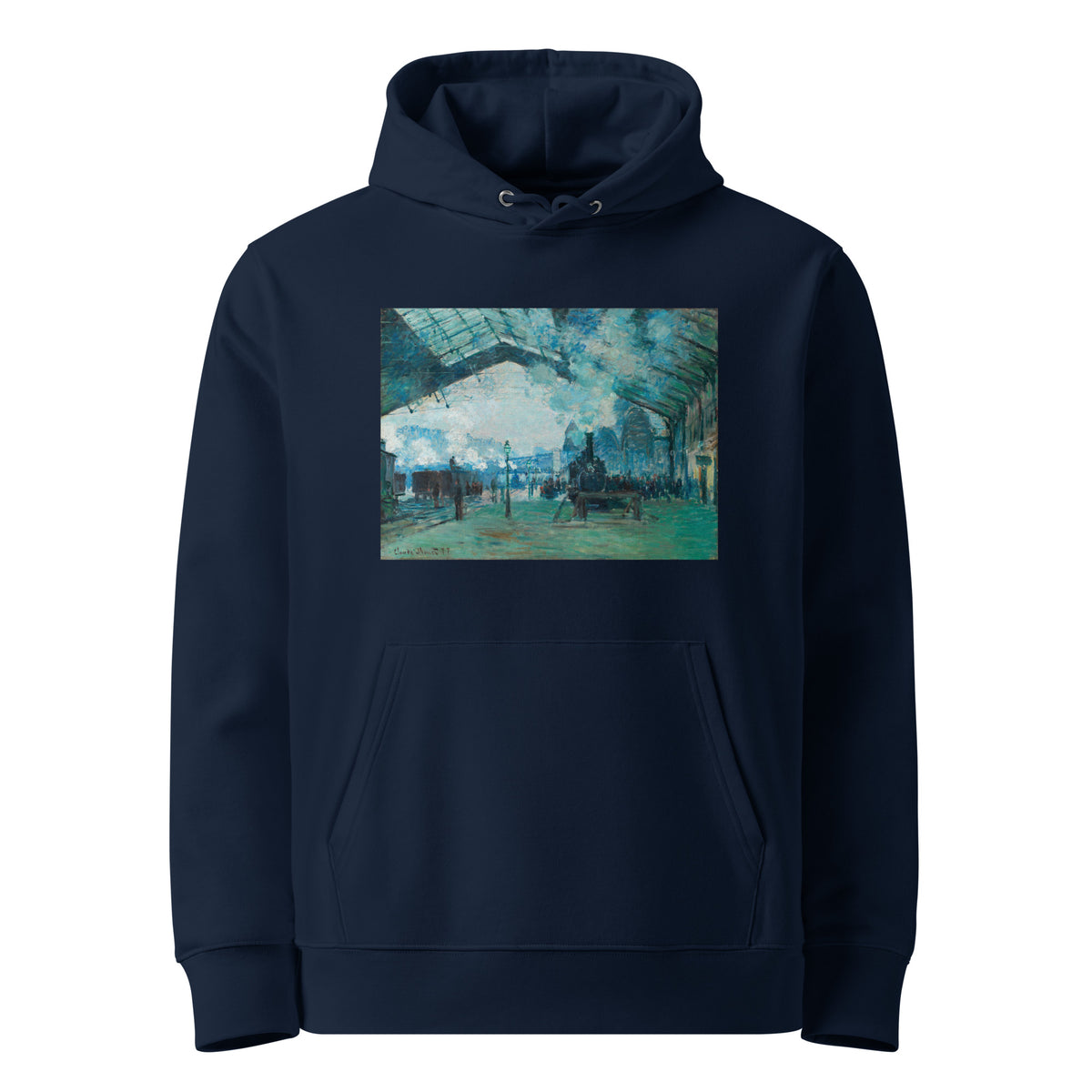 Navy Hoodie Arrival Of The Normandy Train Gare Saint-Lazare Premium