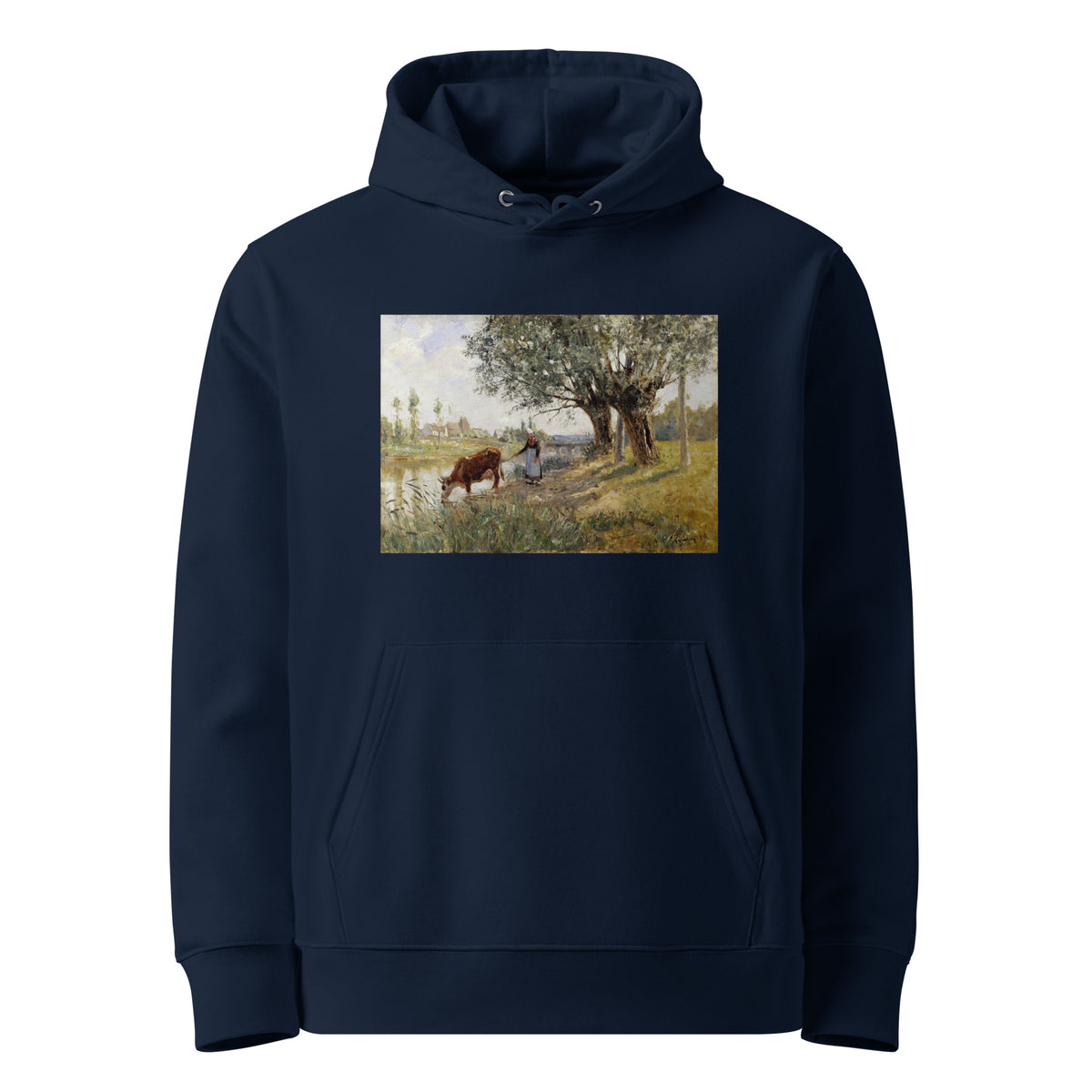 Navy Hoodie Countryside Near Grez-Sur-Loing Painting In High Resolution Premium