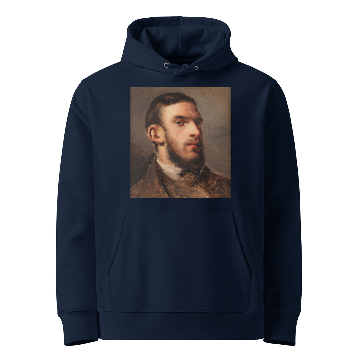 Navy Hoodie Self-Portrait Painting In High Resolution Premium