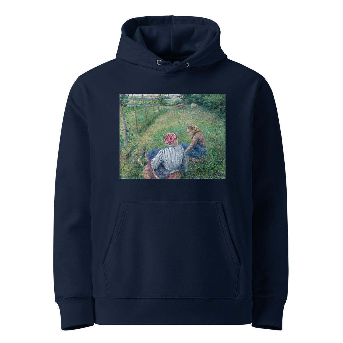 Navy Hoodie Young Peasant Girls Resting In The Fields Near Pontoise Premium